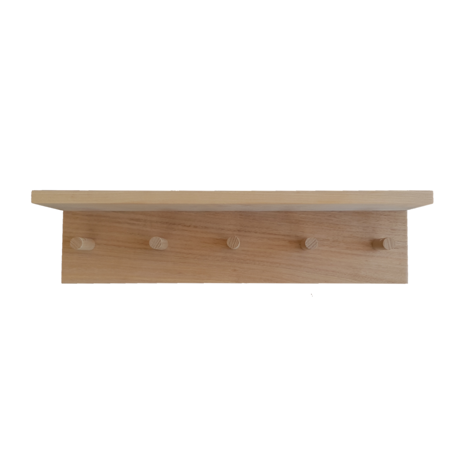 Tasmanian Oak Shelf with Hooks