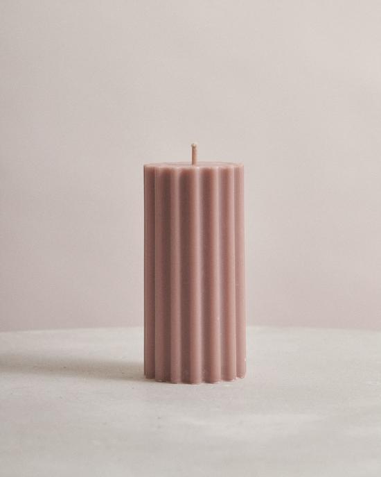 Ribbed Candle Pillar Short, Mallow