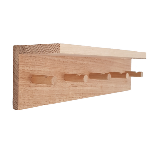 Tasmanian Oak Shelf with Hooks