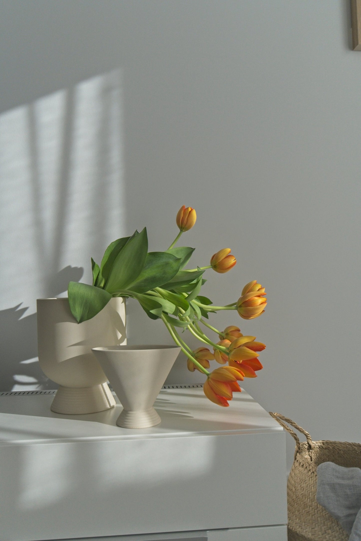 Fresh Blooms in White Arrangement Scallop Vase