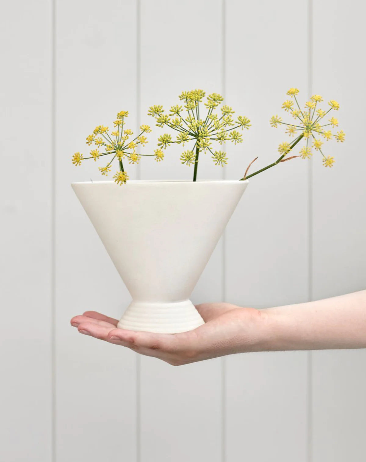 Fresh Blooms in White Arrangement Scallop Vase